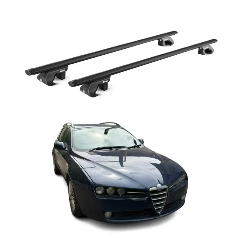 Rabatt Dachträger Grundtäger für Alfa Romeo 159 Kombi 2005-2011 90kg Alu Schwarz 2x ABE