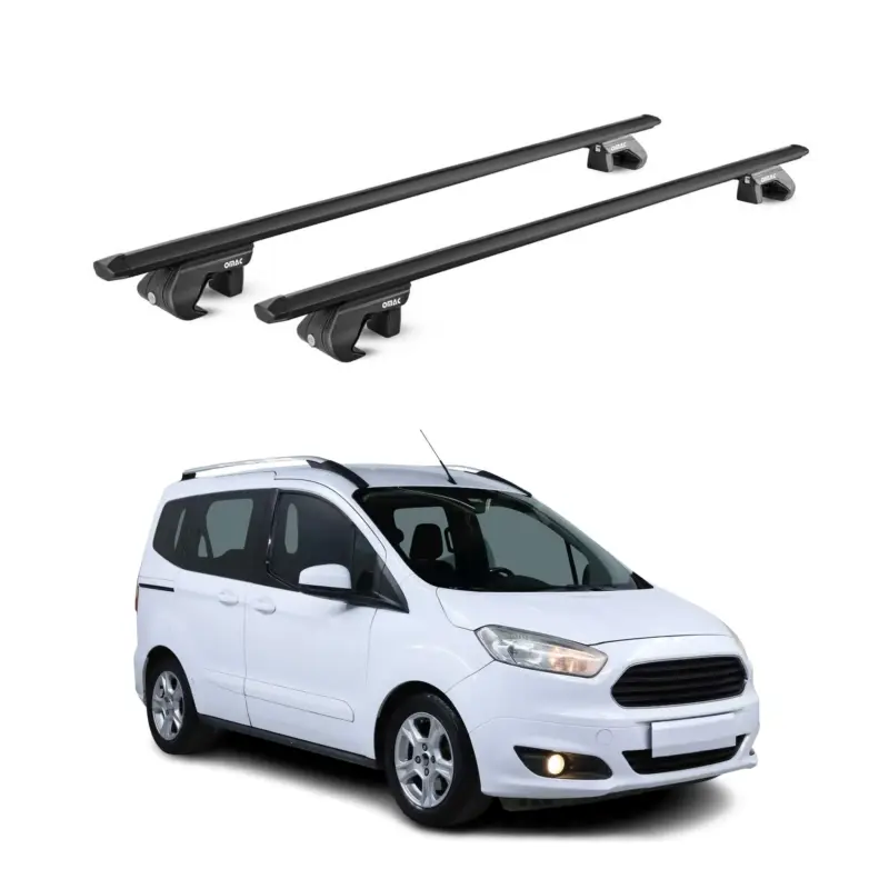 Preiswert Dachträger Grundtäger für Ford Courier Tourneo 2013-2023 90kg Alu Schwarz 2x ABE