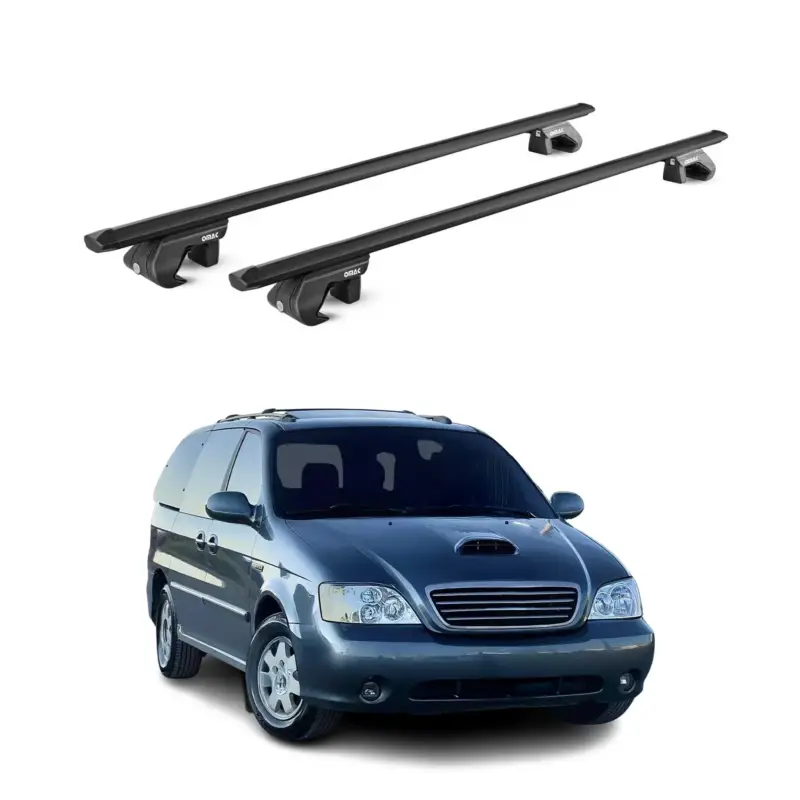Aktuell Dachträger Grundtäger für Kia Carnival 1998-2005 90kg Alu Schwarz 2 tlg ABE