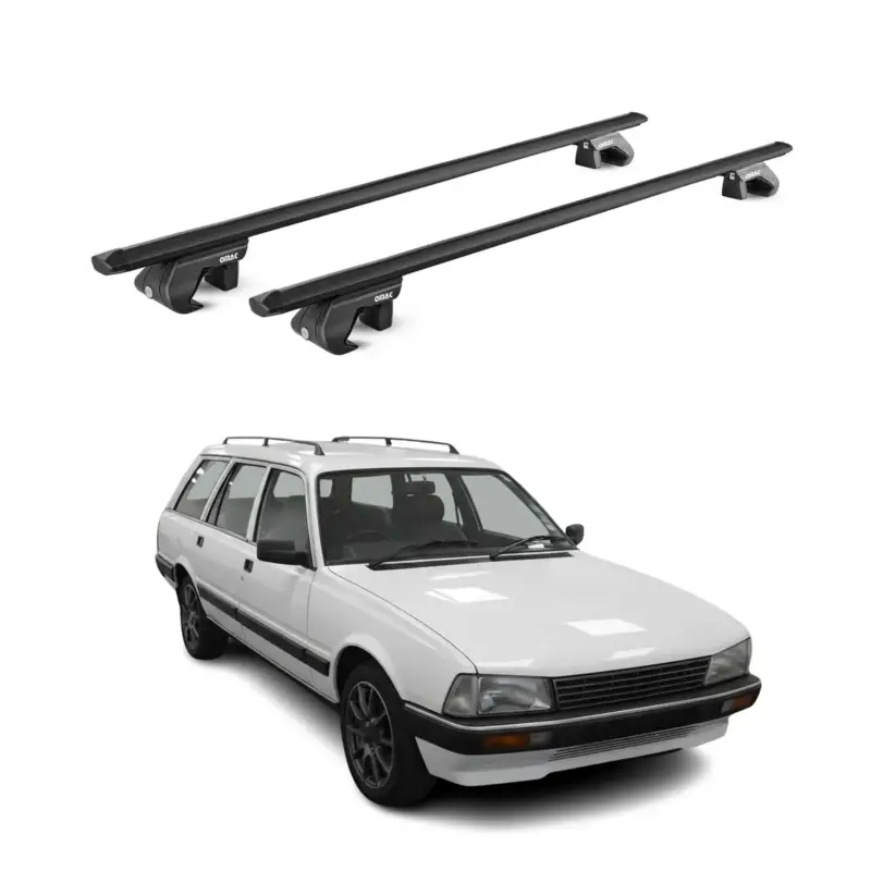 Dachträger Grundtäger für Peugeot 505 Kombi 1982-1992 90kg Alu Schwarz 2 tlg ABE Begrenztes Angebot