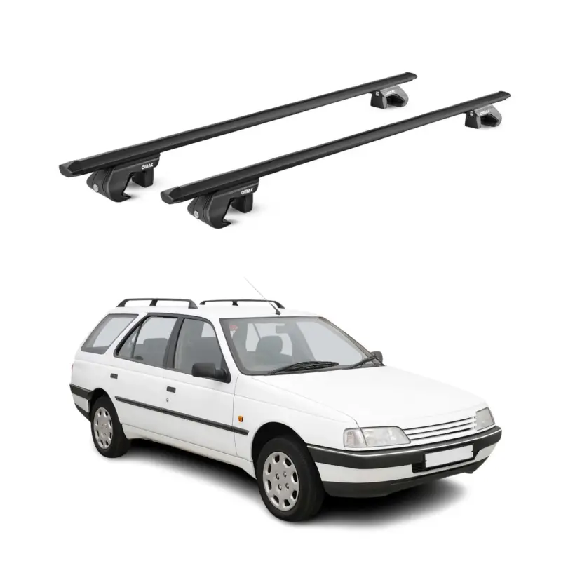 Dachträger Grundtäger für Peugeot 405 Wagon 1988-1997 90kg Alu Schwarz 2 tlg ABE Sale
