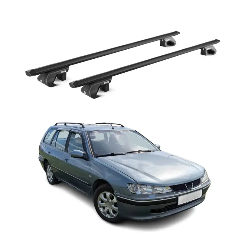 Echt Dachträger Grundtäger für Peugeot 406 Kombi 1996-2004 90kg Alu Schwarz 2 tlg ABE