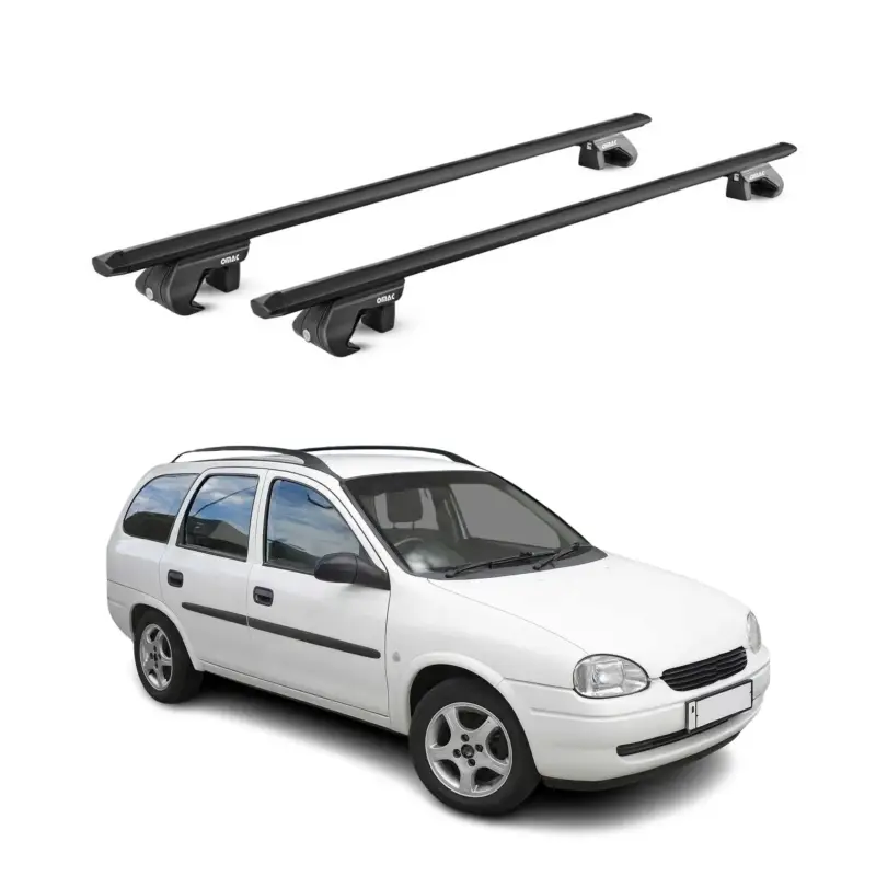Dachträger Grundtäger für Opel Corsa B Kombi 1993-2000 90kg Alu Schwarz 2x ABE Sofort Bestellen