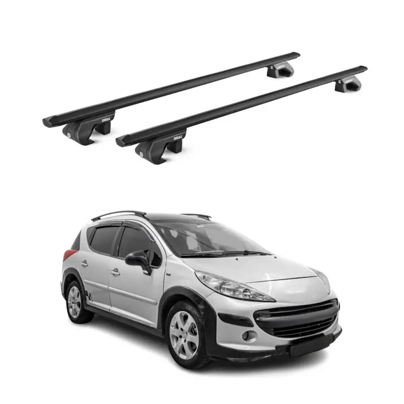 Neu Dachträger Grundtäger für Peugeot 207 Kombi 2007-2012 90kg Alu Schwarz 2 tlg ABE