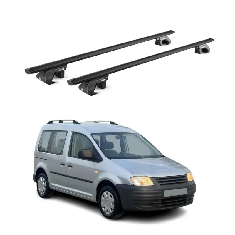 Dachträger Grundtäger für VW Caddy 2004-2020 3-5 tür 90kg Alu Schwarz 2 tlg ABE Meistverkauft