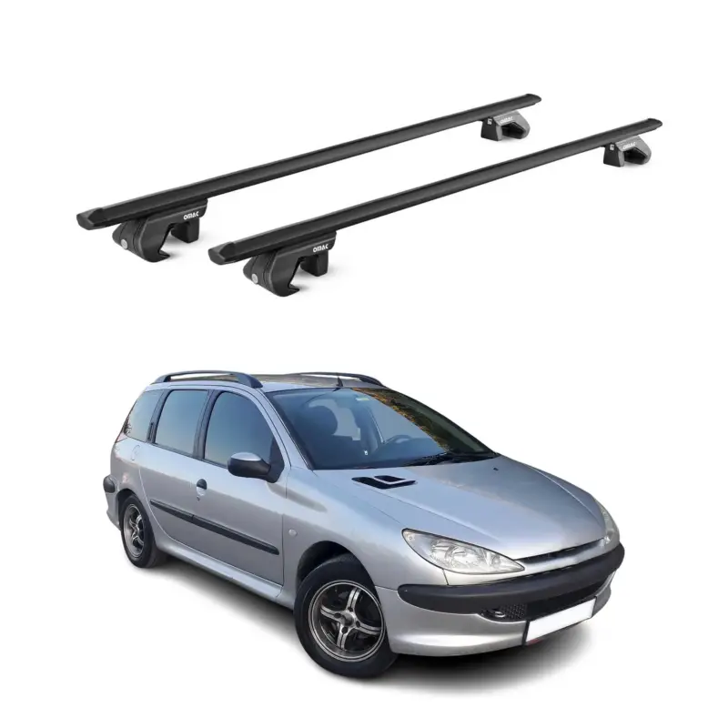 Heißes Angebot Dachträger Grundtäger für Peugeot 206 Kombi 2001-2009 90kg Alu Schwarz 2 tlg ABE