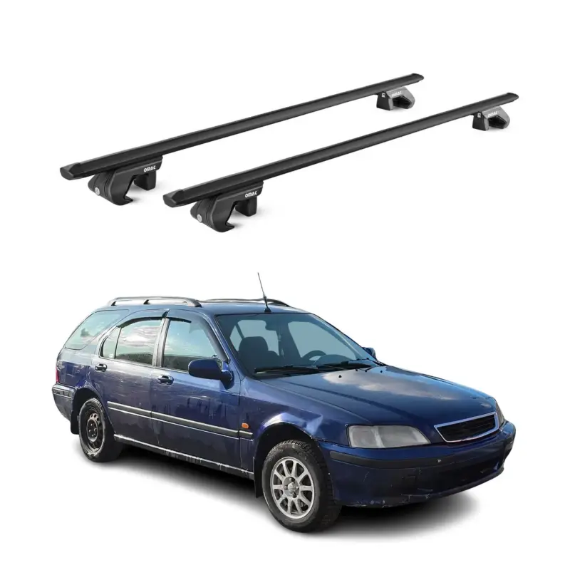 Must-Have Dachträger Grundtäger für Honda Civic Kombi 1995-2011 90kg Alu Schwarz 2 tlg ABE