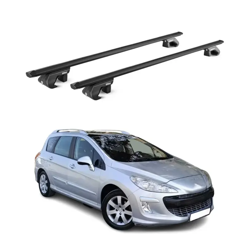 Sofort Bestellen Dachträger Grundtäger für Peugeot 308 Kombi 2007-2013 90kg Alu Schwarz 2 tlg ABE