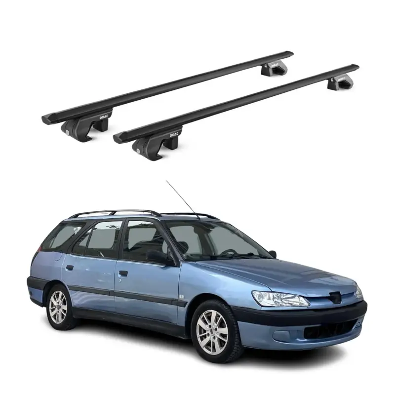 Dachträger Grundtäger für Peugeot 306 Kombi 1997-2001 90kg Alu Schwarz 2 tlg ABE Geprüft