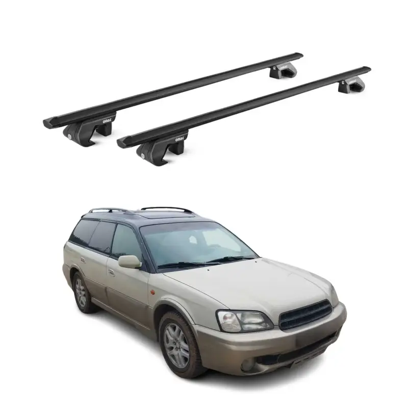 Neue Kollektion Dachträger Grundtäger für Subaru Outback mk2 1999-2003 90kg Alu Schwarz 2x ABE