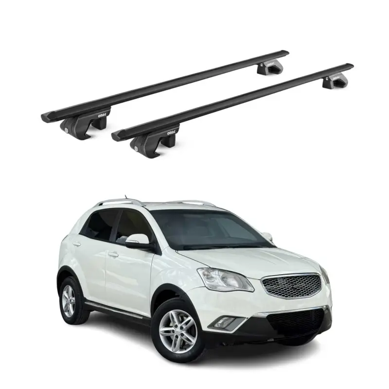 Aktuell Dachträger Grundtäger für Ssangyong Korando 2010-2019 90kg Alu Schwarz 2 tlg ABE