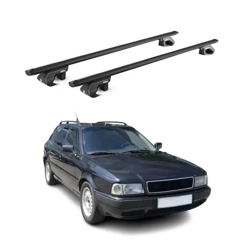 Direktkauf Dachträger Grundtäger für Audi 80 Avant 1992-1995 90kg Alu Schwarz 2 tlg ABE