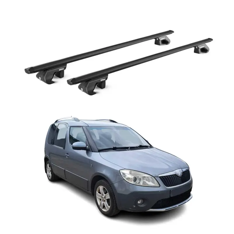 Schnäppchen Dachträger Grundtäger für Skoda Roomster 2006-2015 90kg Alu Schwarz 2 tlg ABE