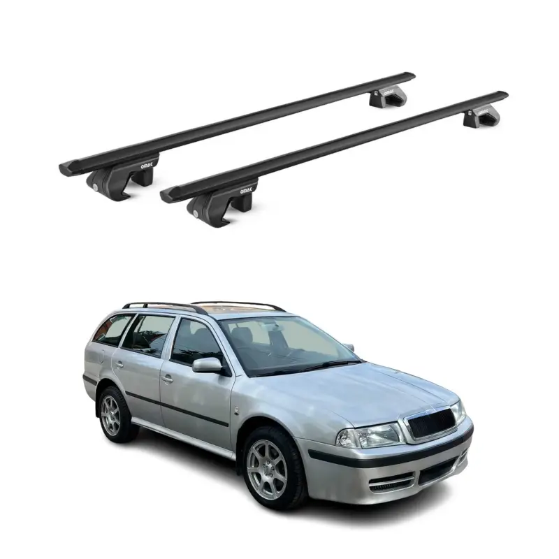 Neue Ware Dachträger Grundtäger für Skoda Octavia Kombi 1998-2020 90kg Alu Schwarz 2x ABE