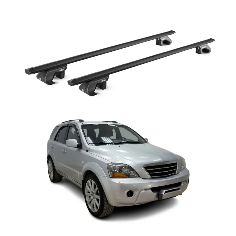 Schnäppchen Dachträger Grundtäger für Kia Sorento 2002-2009 90kg Aluminium Schwarz 2 tlg ABE