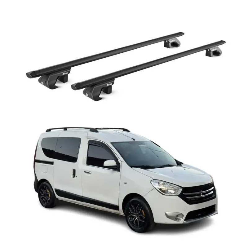 Preiswert Dachträger Grundtäger für Dacia Dokker 2012-2021 90kg Alu Schwarz 2 tlg ABE