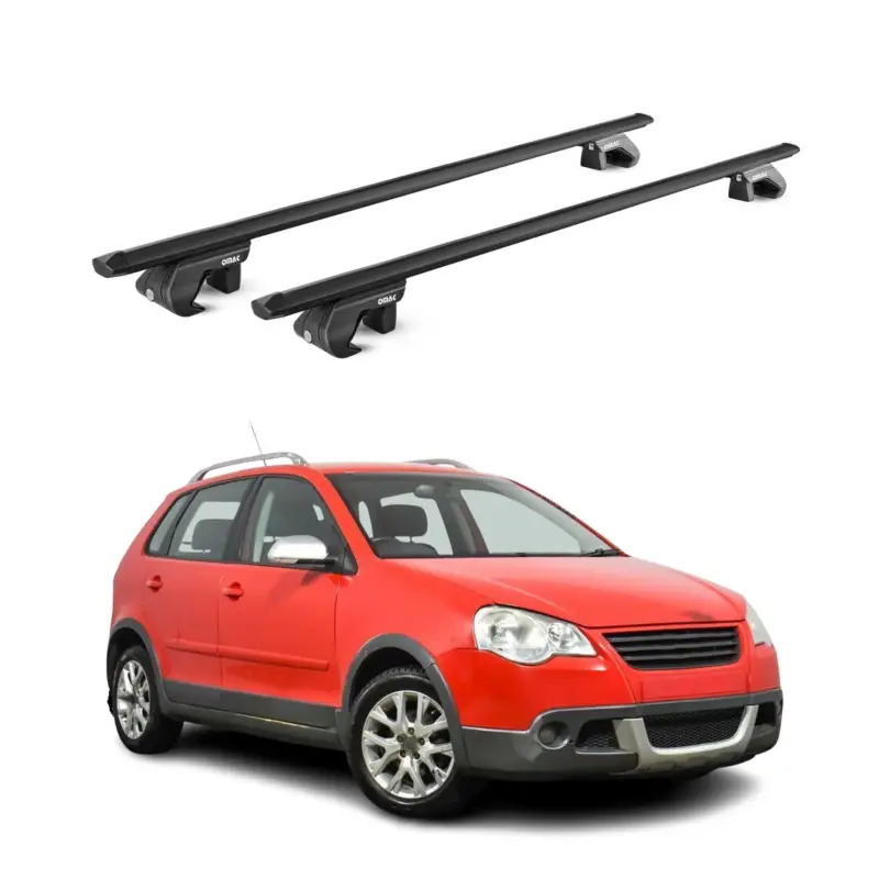 Neu Im Sortiment Dachträger Grundtäger für VW Polo 9N 6R 2002-2017 90kg Alu Schwarz 2 tlg ABE