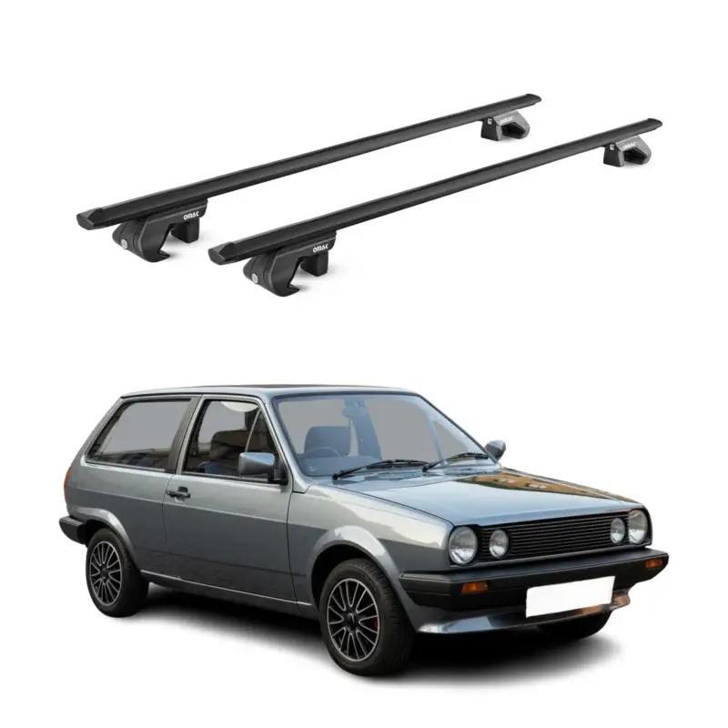 Schnäppchen Dachträger Grundtäger für VW Polo mk2 1981-1994 90kg Aluminium Schwarz 2 tlg ABE