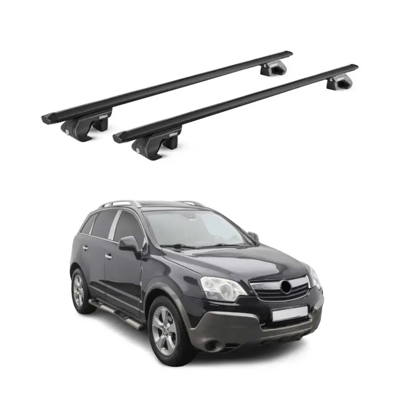 Preis Gesenkt Dachträger Grundtäger für Opel Antara 2006-2015 90kg Aluminium Schwarz 2 tlg ABE