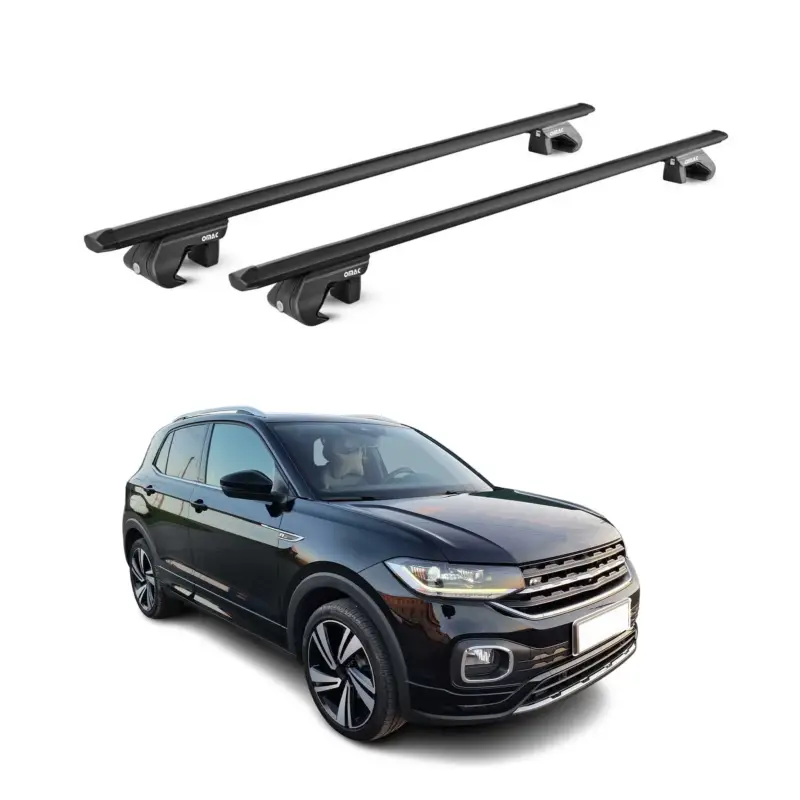 Günstig Dachträger Grundtäger für VW T-Cross 2019-2026 90kg Aluminium Schwarz 2 tlg ABE