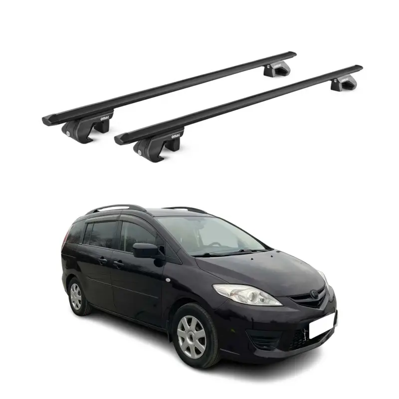 Preisreduziert Dachträger Grundtäger für Mazda 5 / Premacy 2005-2018 90kg Alu Schwarz 2 tlg ABE