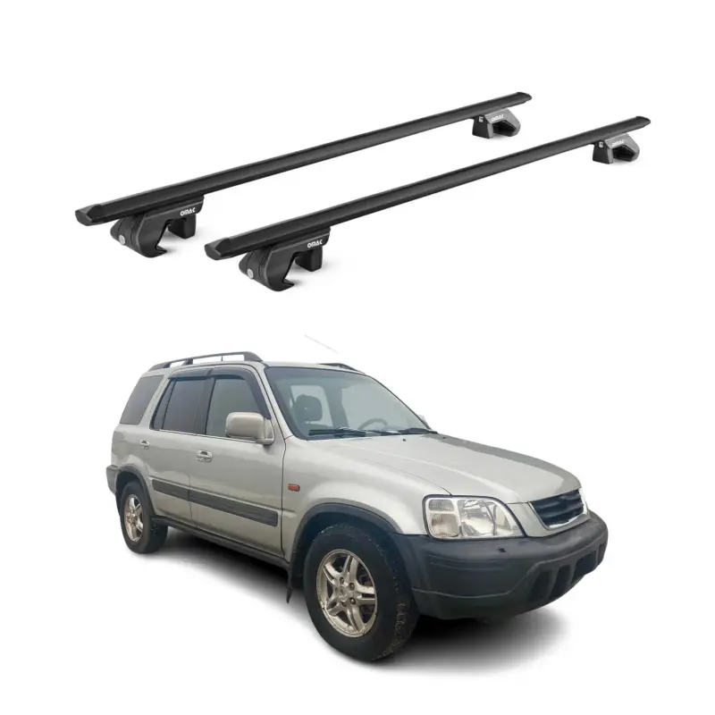 Preisreduziert Dachträger Grundtäger für Honda CR-V mk1 1995-2001 90kg Alu Schwarz 2 tlg ABE