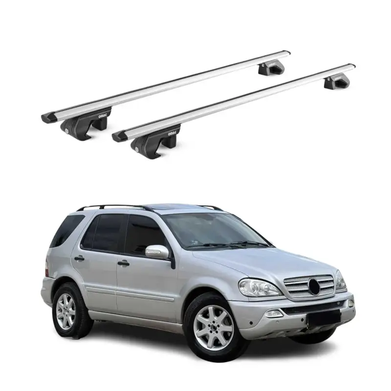 Bestpreis Dachträger Grundtäger für Mercedes ML Klasse W163 1998-2005 90kg Alu Grau 2x ABE