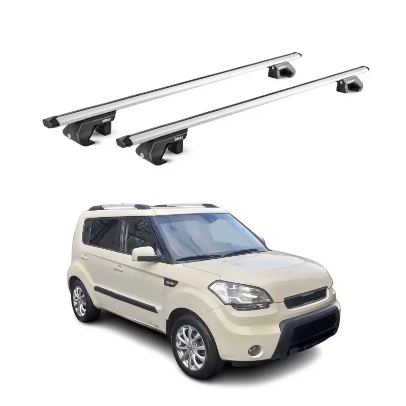 Preiswert Dachträger Grundtäger für Kia Soul 2008-2013 5 tür 90kg Alu Silber 2 tlg ABE