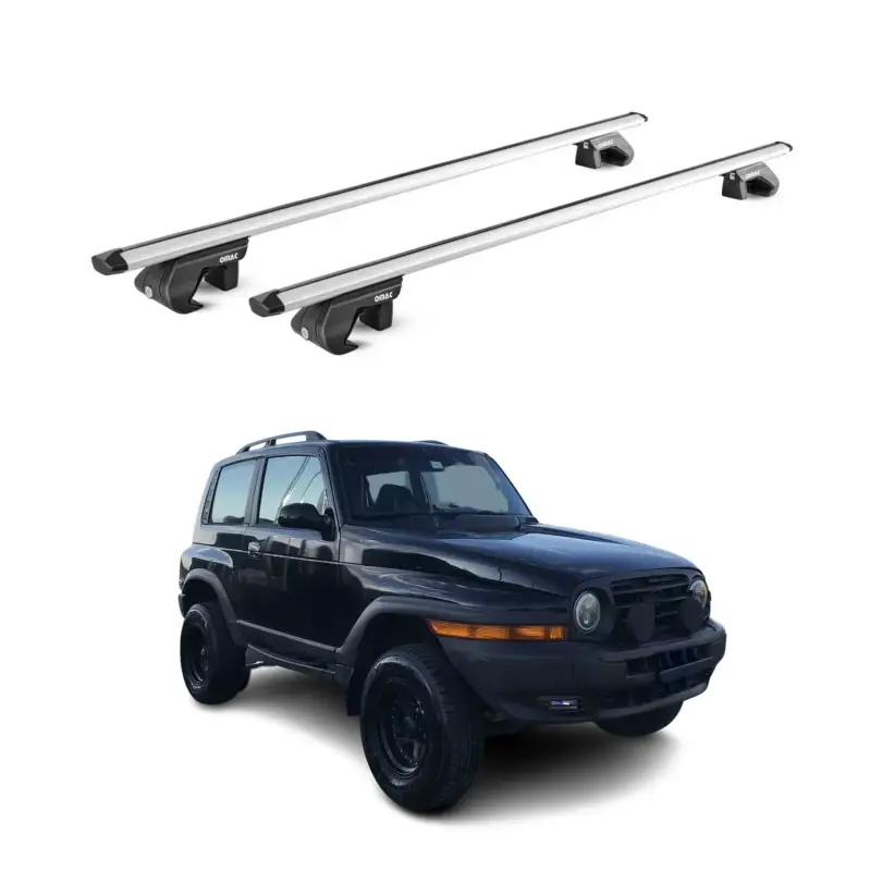 Dachträger Grundtäger für SsangYong Korando 1996-2006 3 tür 90kg Alu Grau 2x ABE Heißes Angebot