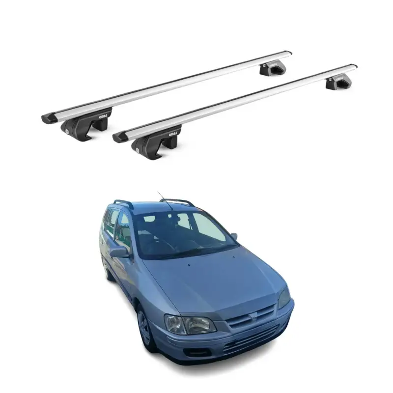 Dachträger für Mitsubishi Space Star mk1 1999-2002 Pre-FL 90kg Alu Silber 2x ABE Nur Für Kurze Zeit