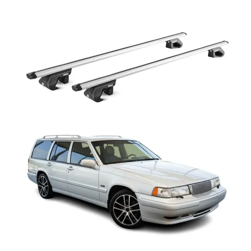 Dachträger Grundtäger für Volvo 940 1990-1998 5 tür 90kg Alu Silber 2tlg ABE Abverkauf