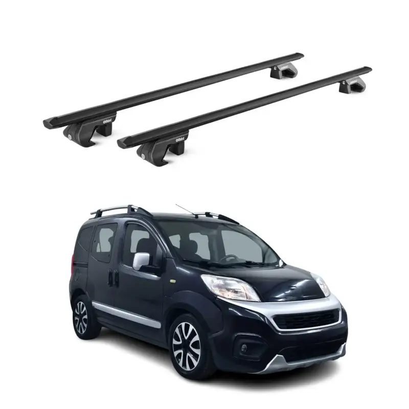 Dachträger für Fiat Fiorino Kurze Dachreling 2008-2020 5tür 90kg Alu ABE Schwarz Nur Für Kurze Zeit