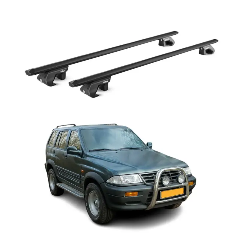 Dachträger Grundtäger für Ssangyong Musso 1993-2005 5 tür 90kg Alu Schwarz ABE Aktuell