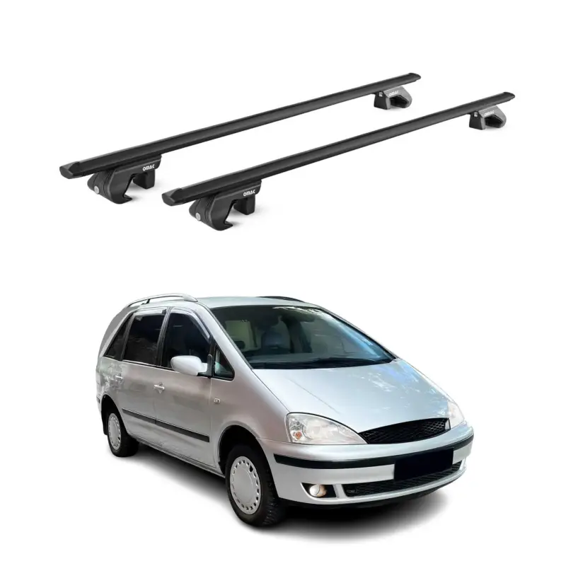 Dachträger Grundtäger für Ford Galaxy 1995-2006 5 tür 90kg Alu Schwarz 2 tlg ABE Schneller Versand