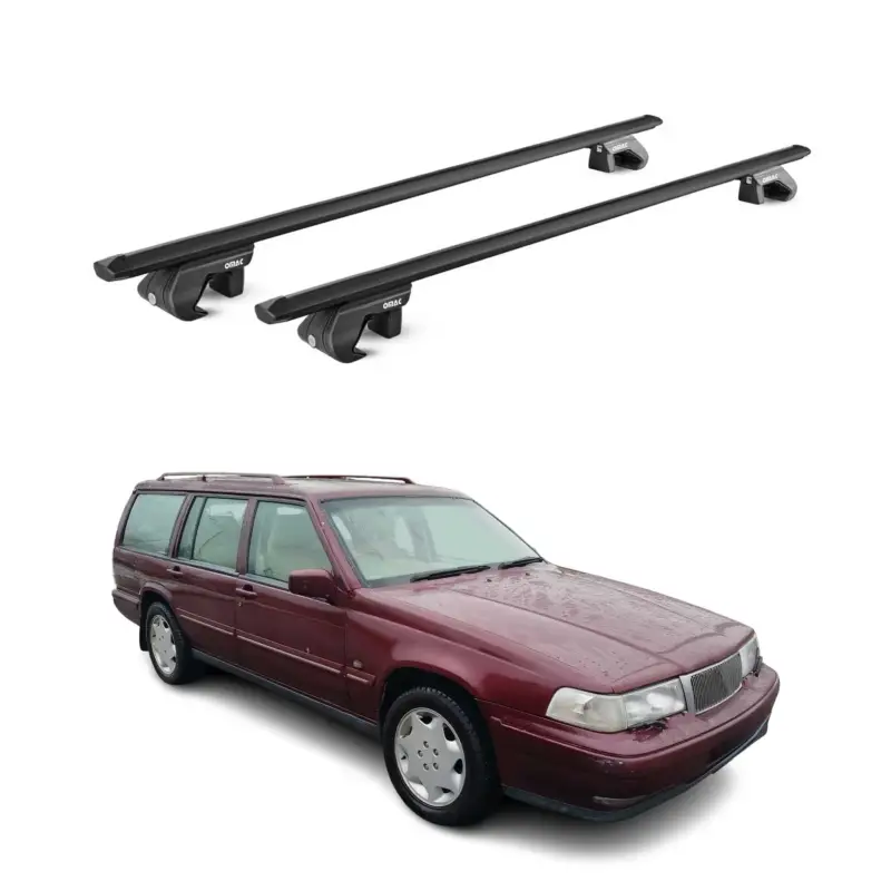Markenprodukt Dachträger Grundtäger für Volvo 940 1990-1998 5 tür 90kg Alu Schwarz 2 tlg ABE