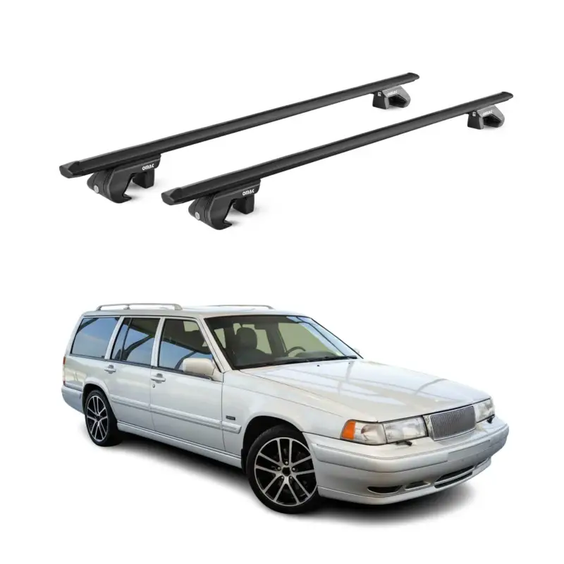 Begrenztes Angebot Dachträger Grundtäger für Volvo V90 1997-1999 5 tür 90kg Alu Schwarz 2 tlg ABE