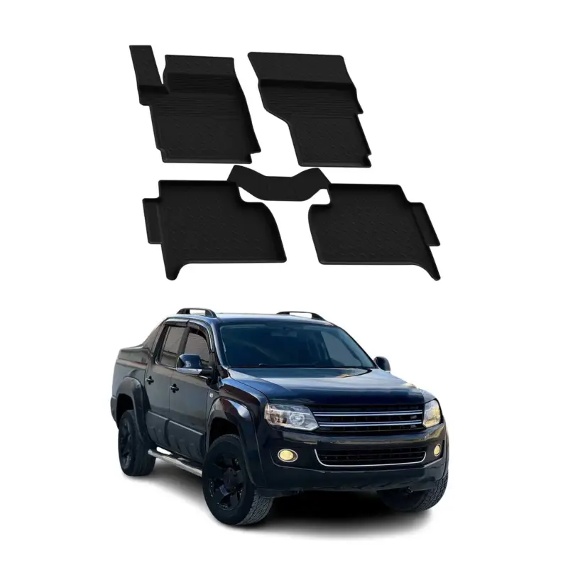 Bestpreis Fußmatten 3D Automatten Gummimatten für VW Amarok 2010-2020 Gummi Schwarz 5tlg