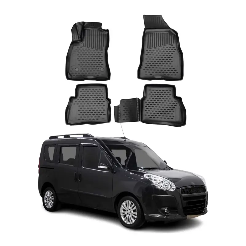 Sofort Bestellen OMAC Gummimatten Fußmatten für Fiat Doblo 2010-2021 TPE Automatten Schwarz 4x