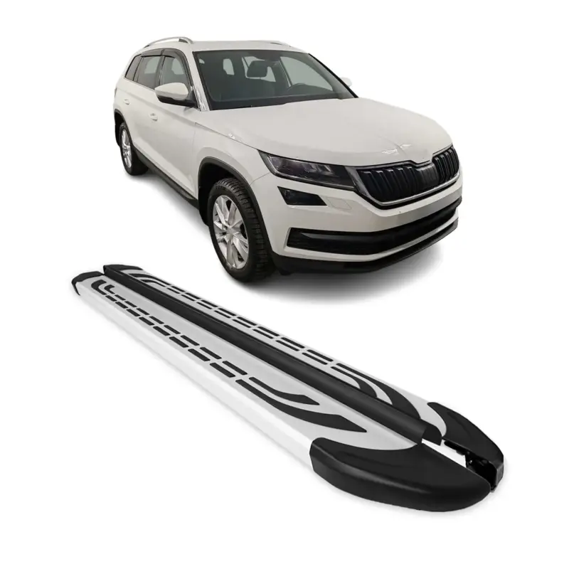 Top-Preis Trittbretter Seitenschweller Seitenbretter für Skoda Kodiaq 2017-2023 Alu Grau
