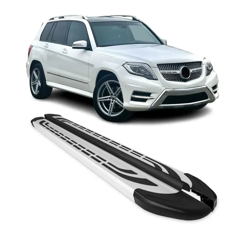 Zertifiziert Trittbretter Seitenschweller Seitenbretter für Mercedes GLK 2010-2015 Alu Grau