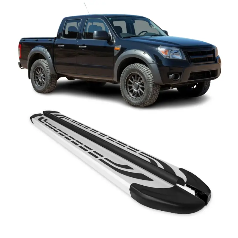 Jetzt Kaufen Trittbretter Seitenschweller für Ford Ranger Double Cab 2007-2012 Alu Grau