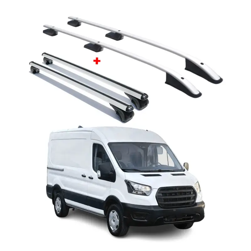 Kracherpreis Dachträger + Dachreling für Ford Transit 2015-2026 Kurzer Radstand Alu Silber 4x