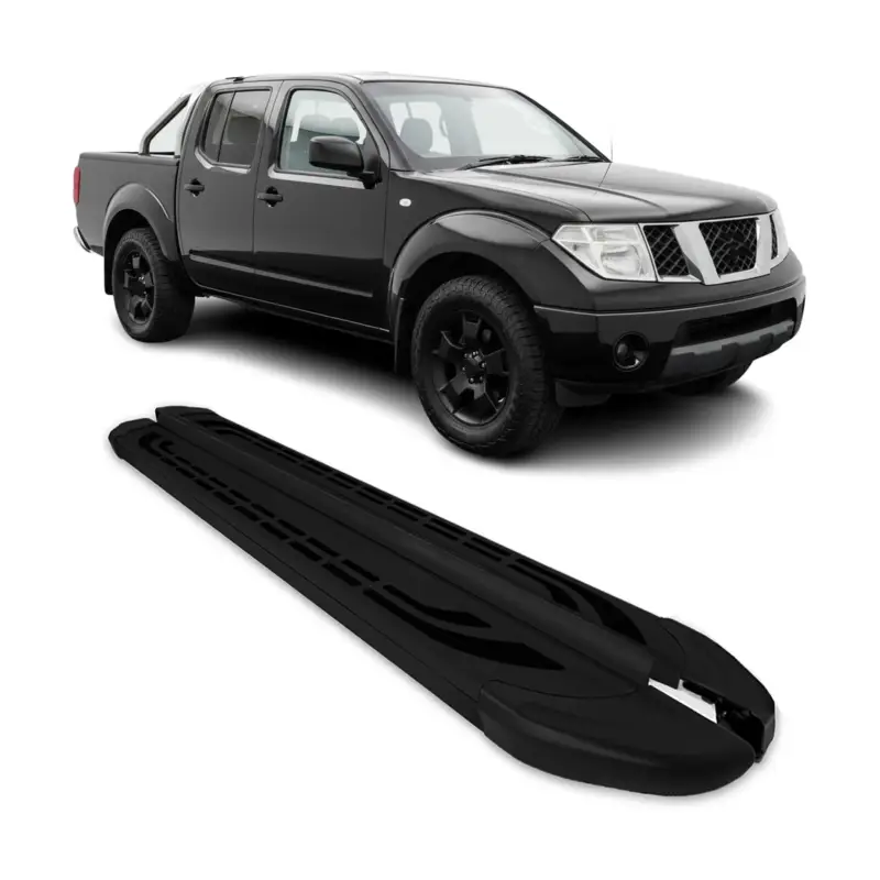 Rabatt Trittbretter Seitenbretter für Nissan Navara D40 2005-15 Double Cab Alu Schwarz