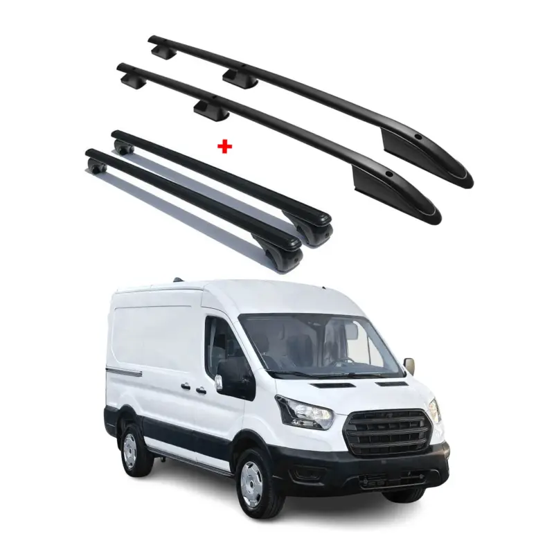 Dachreling + Dachträger für Ford Transit 2015-2026 Kurzer Aluminium Schwarz 4x Top-Preis