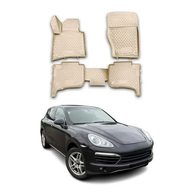 Markenware OMAC Gummimatten Fußmatten für Porsche Cayenne 2010-2016 TPE Automatten Beige 4x