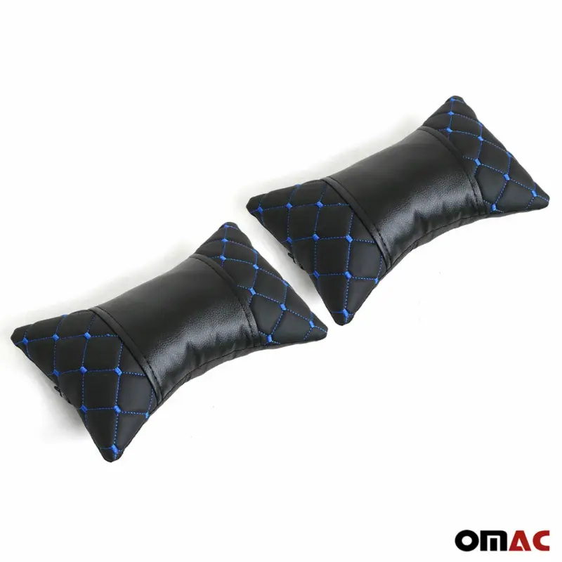 2 Stück KFZ Auto Kopfstütze Kissen Autositzkissen Leder Schwarz Blau 8x30 cm Jetzt Bestellen