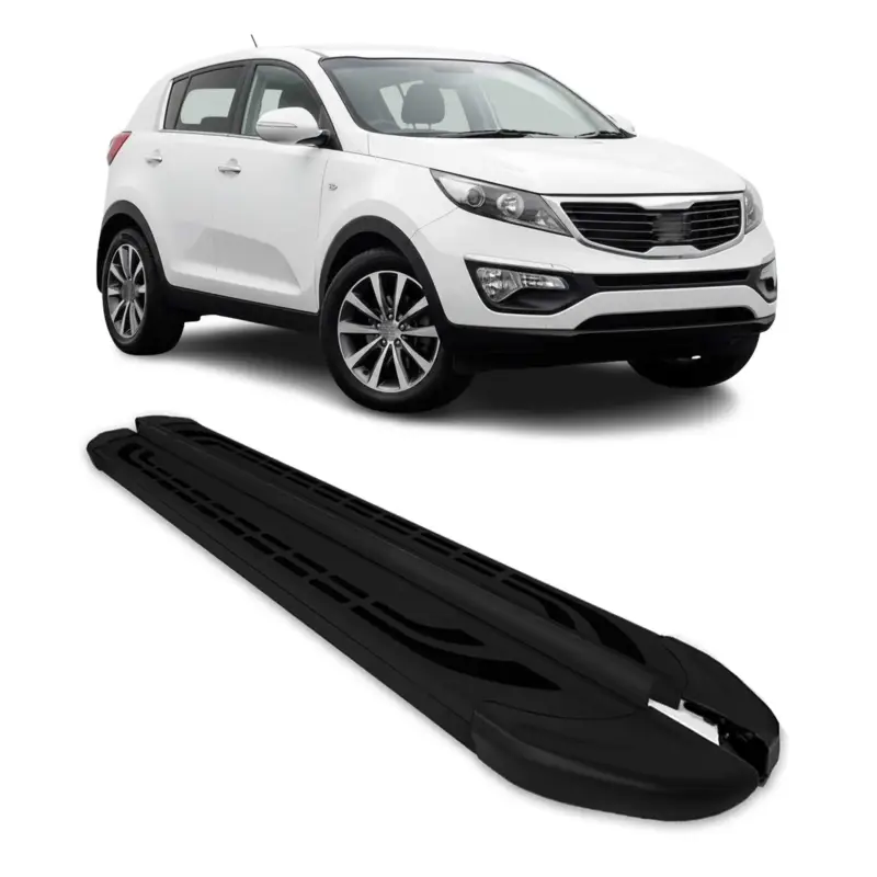 Billig Trittbretter Seitenschweller Seitenbretter für Kia Sportage 2010-15 Alu Schwarz