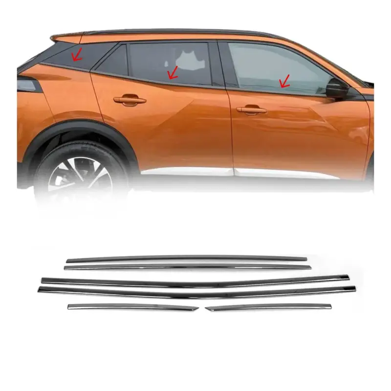 Begrenztes Angebot Fensterleisten Zierleisten für Peugeot 2008 2019-2026 Edelstahl Dunkel 6tlg
