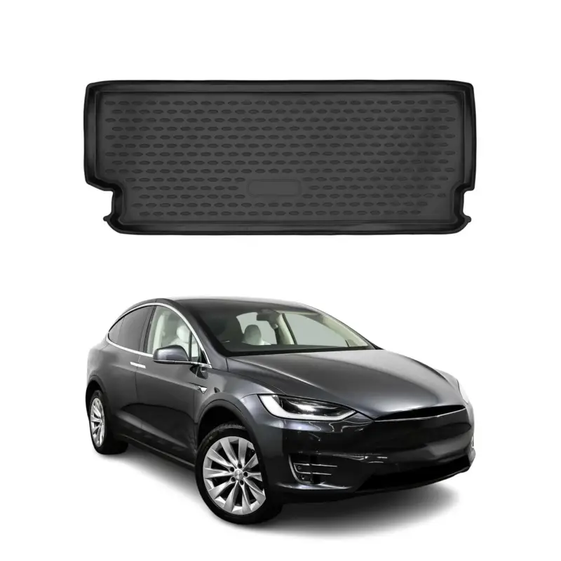 Versand Am Gleichen Tag Kofferraummatte Kofferraumwanne für Tesla Model X 2016-2020 Gummi TPE Schwarz