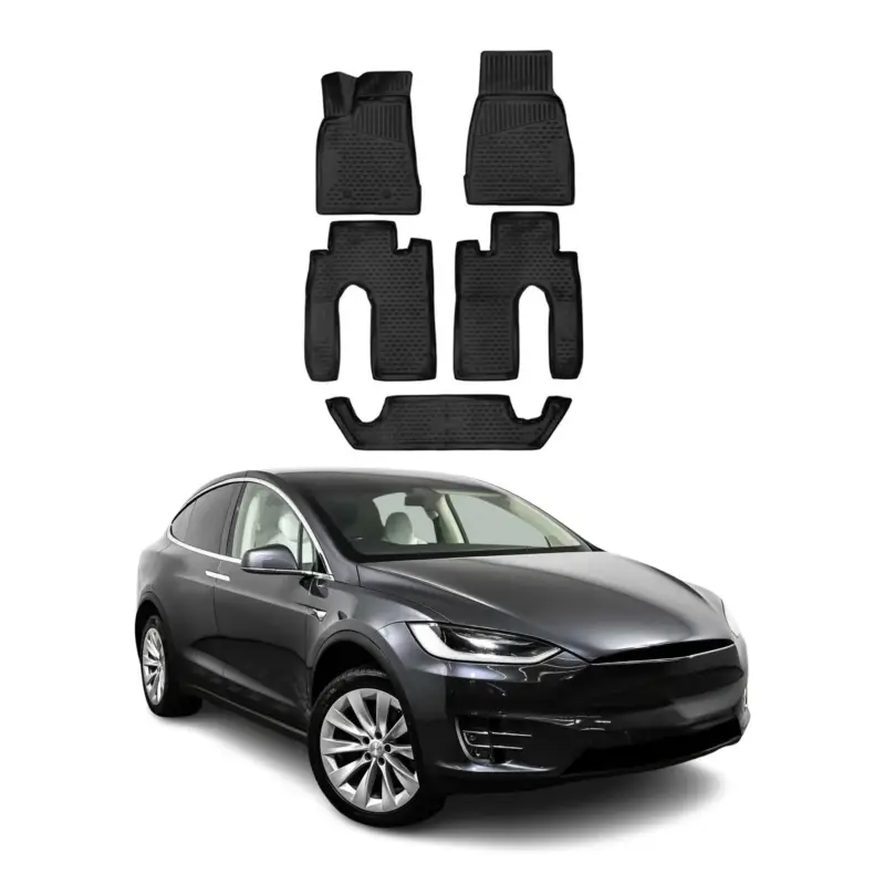 OMAC Gummimatten Fußmatten für Tesla Model X 2016-2020 TPE Automatten Schwarz 5x Sale